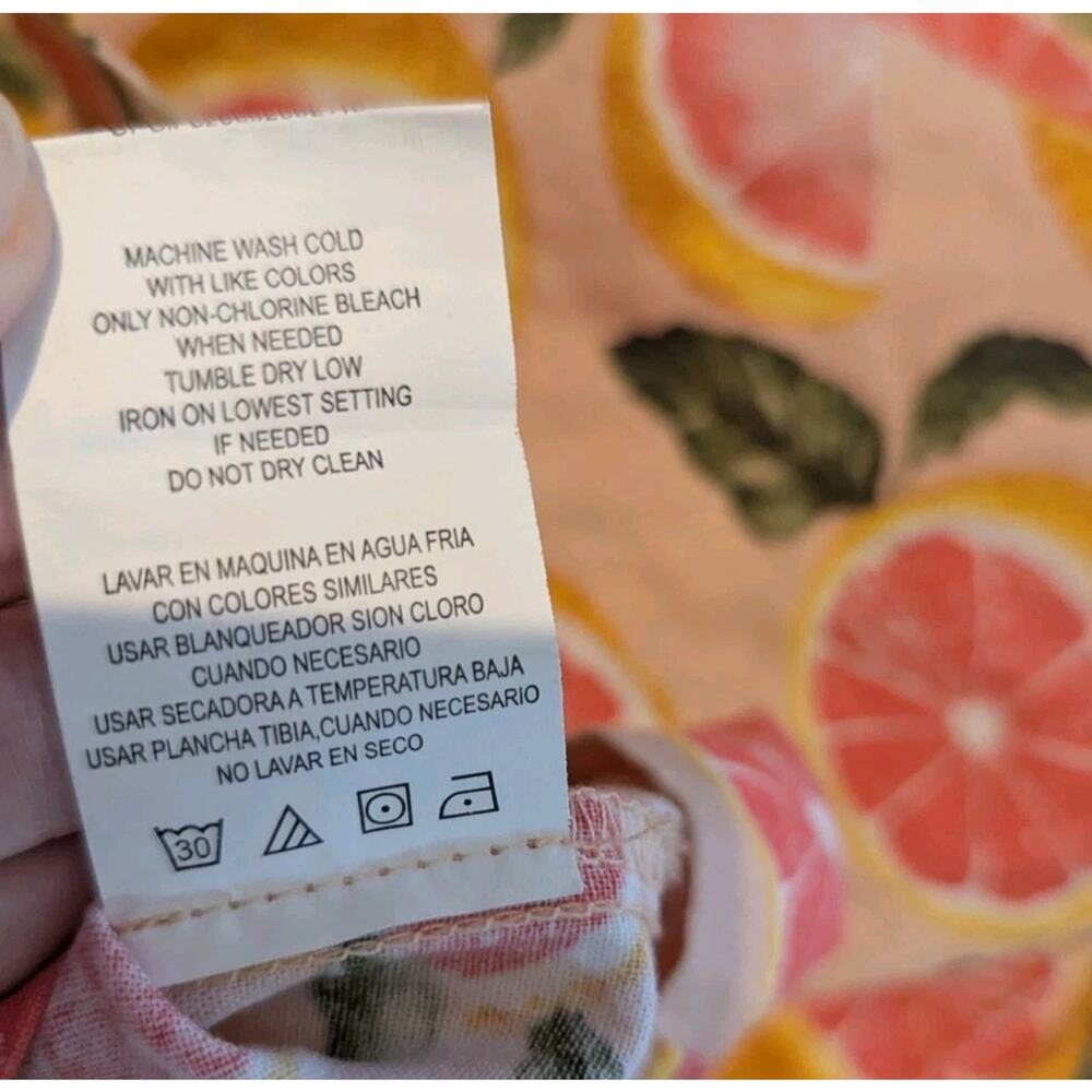 GB Girls Dress Short Sleeve Grapefruit Orange Citrus Print Square Neck Size 12 - Picture 7 of 7